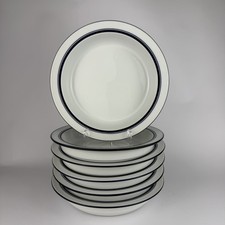 Dansk Bistro Christianshavn Blue 8” Rim Soup Pasta Bowls Portugal Set of 6 picture