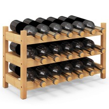 3 Tier 18 Bottle Wine Storage, Cabinet Shelf Bamboo Wine Rack for Wine Lovers picture