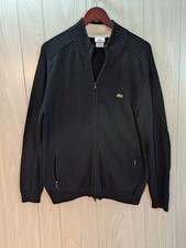 Lacoste Full Zip Sweater Jacket Golf  Men's Sz 5 L Cotton Black Heavyweight picture