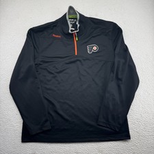 Reebok Center Ice Philadelphia Flyers 1/4 Zip Men Large Black Pullover Speedwick picture