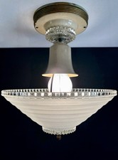 Antique Original 1920s 30s Art Deco Machine Age Gatsby Ceiling Light Fixture Vtg picture