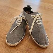 H&M gray linen espadrille lace-up shoes in US 10 picture