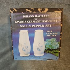 Vintage Johann Haviland Bavaria Germany Blue Garland Pattern Salt/Pepper Shakers picture