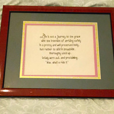Handmade Framed Finished Cross Stitch Embroidery with Inspirational Quote picture