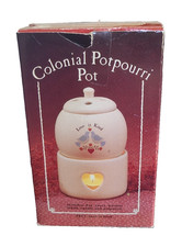 Vtg Colonial Potpourri Pot Love is Kind Candle Country Cottagecore Hearts Birds picture