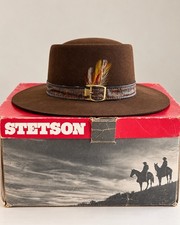 Vintage Stetson XXX 3X Beaver Western Cowboy Hat Brown Felt w/ Original Box Size picture
