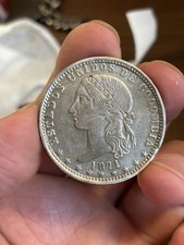1871 Colombia UN Peso Silver Coin Low Mintage Scarce picture