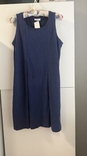 J. Jill Blue 100% Cotton Slub Sleeveless Midi Dress with Pockets picture
