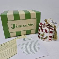 NIB JingleNog Red Holiday Present Ornament #80378 Hand Blown & Painted in Poland picture