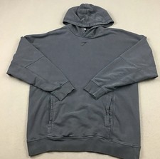 Gymshark Hoodie Men M Medium Gray Heritage Wash Pullover Sweatshirt Lifting Club picture