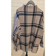 Max Studio Woman 2X Beige Black Plaid Mock Neck Tunic Sweater Pullover Knit picture