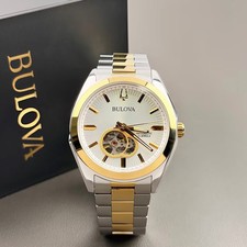 Bulova Surveyor 98A284 Men's Automatic Watch Silver Dial Two-Tone Steel 42mm picture