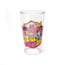 Jem and the Holograms Pint Glass 16oz Truly Outrageous Retro Cartoon Barware picture