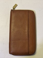 Vintage Coach Sonoma Saddle Natural Grain Brass Zip Around Large Clutch GREAT picture