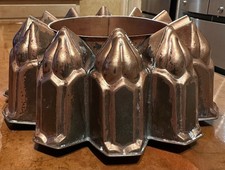 Antique Victorian Heavy Copper Castle Jelly Mould Gothic Turret Cake Pudding Pan picture