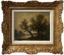 19th Century Barbizon School Fontainebleau France Landscape Oil Painting picture