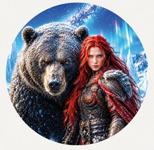Hayleybug 1/2 oz The Red Huntress Woman Bear silver round w/ COA POP 15 picture