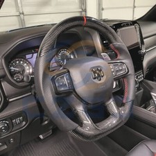 Real 3K Carbon Fiber Heated Leather Steering Wheel Fit Dodge Ram TRX 2019+ picture