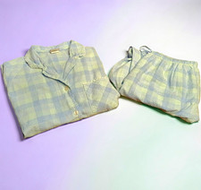 Vintage Jenny Buchanan Intimates Women's L Cotton Plaid Button-Front PJ Set picture