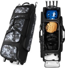 Large Rolling Baseball Catchers  Bag with Wheels, Wheeled Softball Bag for 4 picture
