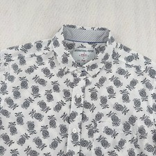 International Report Mens Large Pineapple Print 4-Way Stretch Shirt White/Navy picture