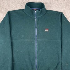 Vintage LL Bean Full Zip Fleece Jacket Mens Large Green Made In USA Pockets picture