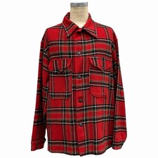 Vintage Pendleton Wool Cruiser Jacket Mens XL Red Tartan Plaid USA Virgin Wool picture