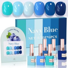 Double Rhythm 6 Pcs 15 ML Gel Polish Set 0.08 Fl Oz (Pack of 6), Navy Blue picture