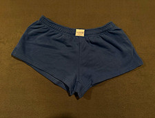 PARKE Women's Athletic Shorts S Blue Knit Cotton Elastic Waist Logo Pull-On picture