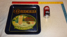 VINTAGE ANTIQUE ORIGINAL 1925 CRESCENT ICE CREAM 🍨 & MILK SHAKE METAL TRAY SIGN picture