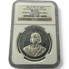 1893-CHICAGO COLUMBIAN EXPO COLUMBUS BUST, HK-231, NGC MS 62PL, Only 1 Finer picture