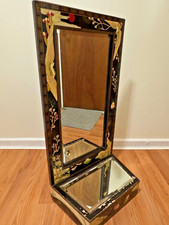 Vintage 1989 Franklin Mint Chinoiserie Wall Mirror Crane Bird Certified Handmade picture