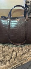 Aldo Women's Nine To Five Handbag Brown Croc. New W/Tags picture