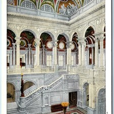 c1910s Washington, DC Library of Congress Entrance Hall Interior Postcard Litho picture