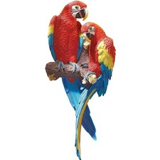 Outdoor or Indoor 22-Inch Tropical Scarlet Macaws Wall Sculpture - Resin Art picture
