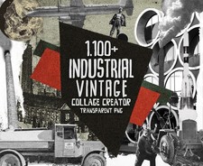 Industrial Vintage Collage Creator Kit PNG, Steampunk Scrapbook Clipart picture