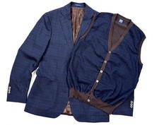 Auth Men's BOGGI Milano Blue Wool 2 in 1 Luxury Blazer Gilet Italy Size M picture