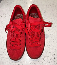 PUMA Men’s Red Suede Low Top Lace-Up Athletic Sneakers Solid Rubber Sole picture