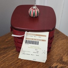 Longaberger 2011 Christmas Box Basket in Red with Lid & Ornament Knob+Protector picture