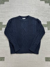 Madewell Sweater Womens Small Blue Cotton Blend Cable Knit Pullover  picture