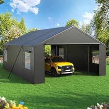 20 x 20FT Carport Canopy Heavy Duty Car Port with Windows , Side-Opening Door picture