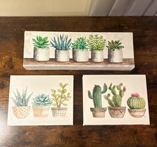 Set of 3 Plant Paintings, Illustration Art Nature Theme, Unframed Wall Art picture