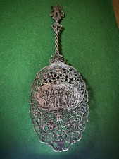Dutch Openwork Pierced Spoon Military Scene Figural Yoke Finial  1890’s RARE🔥 picture