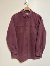 Vintage Faded Red LL Bean Flannel Lined Hurricane Barn Shirt Jacket Size Large picture