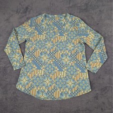 Soft Surroundings Tunic Womens Large Blue Green Paisley Long Sleeve picture
