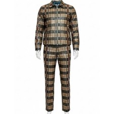 SELENE SPORT Vinyl Snake Plaid Suit Set 90s Y2K Clubwear Unisex | Sz 12 picture