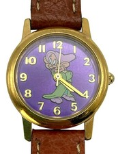 Vintage Disney Store Exclusive Dopey Watch Leather Band Fossil VIDEO 90's RARE picture