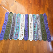 Handmade Crocheted Reversible Striped Multicolor Area Rug 38x55 picture