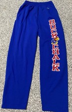 CHAMPION Kansas Jayhawks Men Open Bottom Sweatpants ROCK CHALK Blue Pants MEDIUM picture