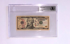 LIN MANUEL MIRANDA SIGNED $10 BILL US MONEY HAMILTON BROADWAY PLAY SLAB BAS picture